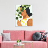 Botany Portret - Vrouw met Greenery Canvas Afdruk (Insitu (Woonkamer))