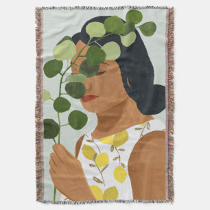 Botany Portret - Vrouw met Greenery Deken