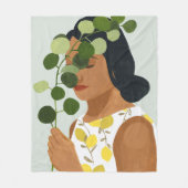 Botany Portret - Vrouw met Greenery Fleece Deken (Voorkant)