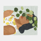 Botany Portret - Vrouw met Greenery Fleece Deken (Voorkant (Horizontaal))