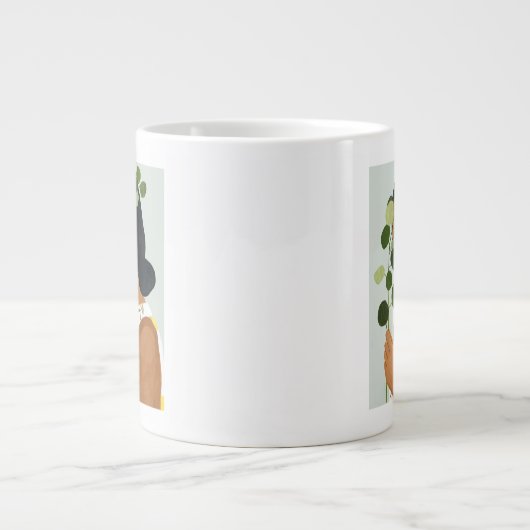 Botany Portret - Vrouw met Greenery Grote Koffiekop (Voorkant)