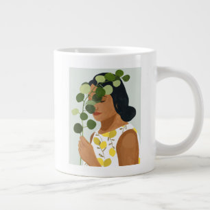 Botany Portret - Vrouw met Greenery Grote Koffiekop