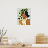 Botany Portret - Vrouw met Greenery Poster (Keuken)