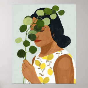 Botany Portret - Vrouw met Greenery Poster
