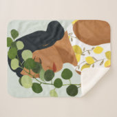 Botany Portret - Vrouw met Greenery Sherpa Deken (Voorkant (horizontaal))