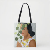 Botany Portret - Vrouw met Greenery Tote Bag (Voorkant)