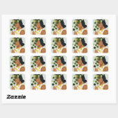 Botany Portret - Vrouw met Greenery Vierkante Sticker (Vel)
