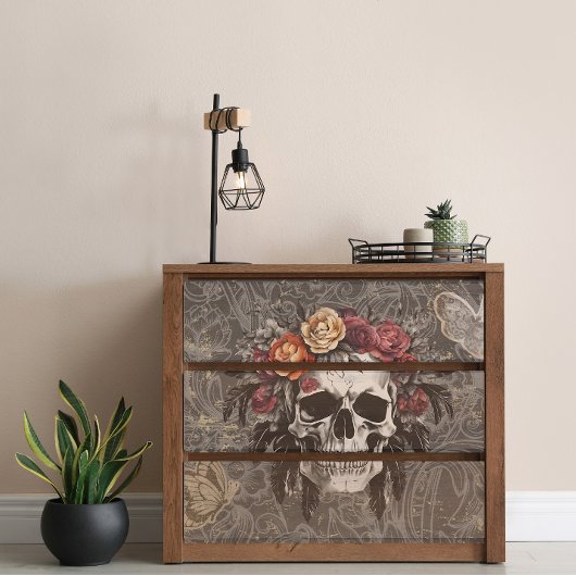 Botany Skull Floral Decoupage Tissuepapier