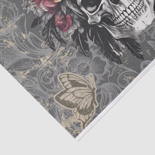 Botany Skull Floral Decoupage Tissuepapier (Detail)