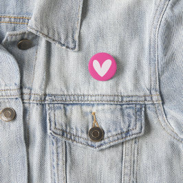 Botão de Coração Rosa Minimalista Ronde Button 3,2 Cm