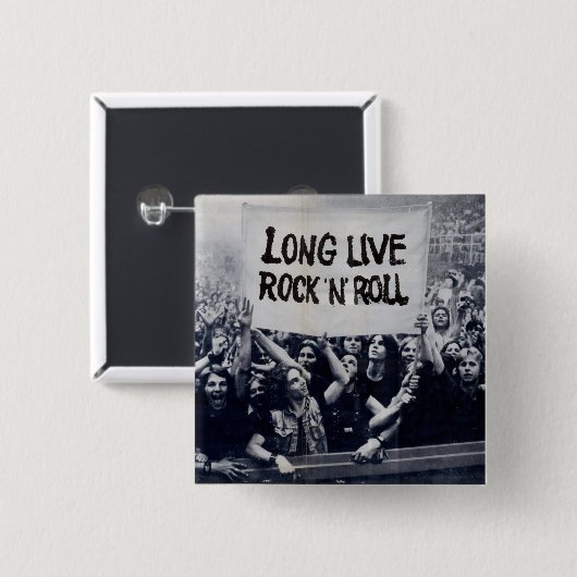Botão quadrado "Long Live Rock N Roll" Vierkante Button 5,1 Cm (Voorkant /achterkant)
