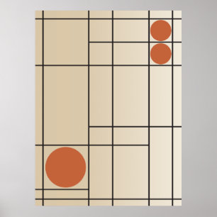 Botdrift nr. 1 Beige + Terracotta Geometrische Kun Poster