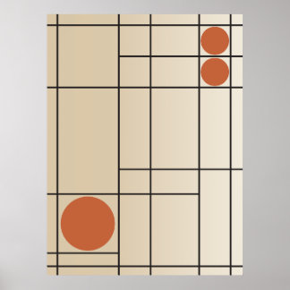 Botdrift nr. 1 Beige + Terracotta Geometrische Kun Poster