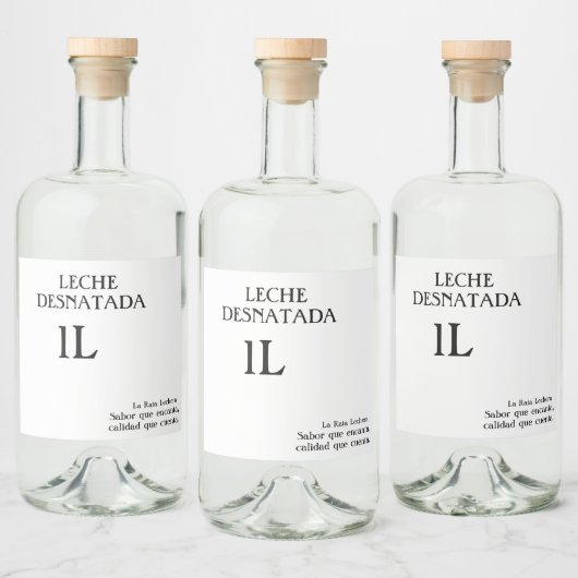 Botella de leche desnatada 1L. Likeurfles Etiket (Flessen)