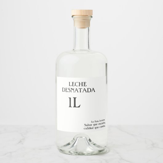 Botella de leche desnatada 1L. Likeurfles Etiket (Voorkant)