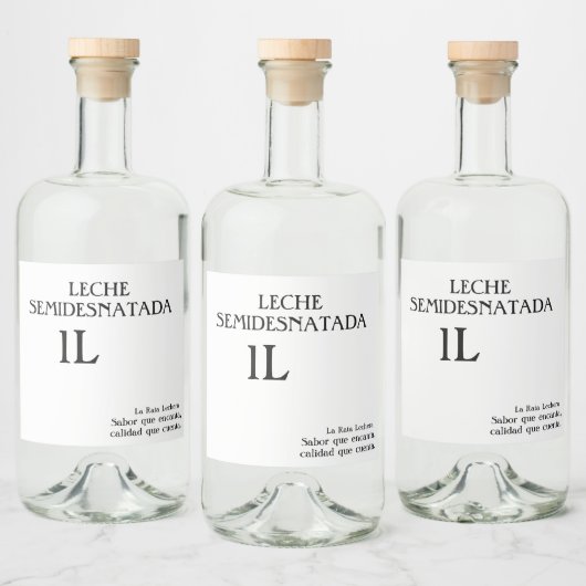 Botella de leche semidesnatada 1L. Likeurfles Etiket (Flessen)