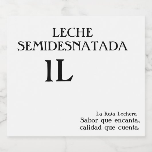 Botella de leche semidesnatada 1L. Likeurfles Etiket (Enkel label)