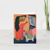 Botello's Meisje, Kat en Bird BLANK Wenskaart Bedankkaart (Voorkant)