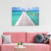 Boten aan een steiger in de Pacific canvas print (Insitu (Woonkamer))