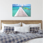 Boten aan een steiger in de Pacific canvas print (Insitu (Slaapkamer))