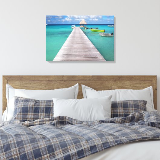Boten aan een steiger in de Pacific canvas print (Insitu (Slaapkamer))