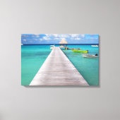 Boten aan een steiger in de Pacific canvas print (Voorkant)