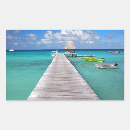 Boten aan een steiger in de Pacific rechthoek stic Rechthoekige Sticker (Voorkant)