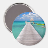 Boten aan een steiger in de Pacific ronde magneet (Voorkant / Achterkant)