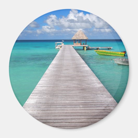 Boten aan een steiger in de Pacific ronde magneet (Voorkant)