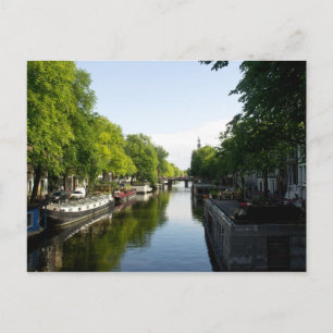 Boten aan het Amsterdamse kanaal Briefkaart