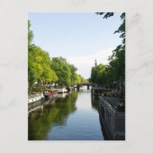 Boten aan het Amsterdamse kanaal Briefkaart