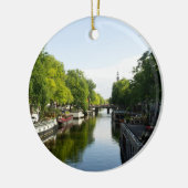 Boten aan het Amsterdamse kanaal Keramisch Ornament (Links)