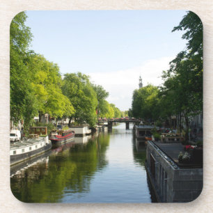 Boten aan het Amsterdamse kanaal Onderzetter