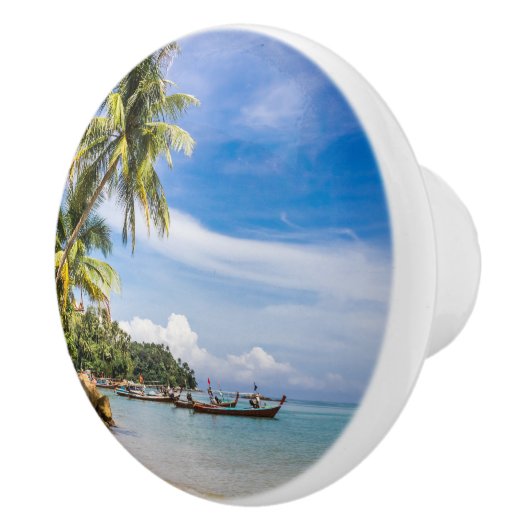 Boten aan het zuidelijke uiteinde van het strand v keramische knop (Rechts)