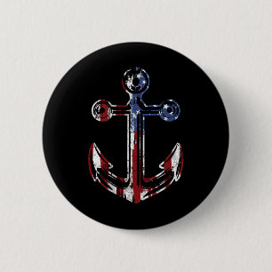 Boten Anker Usa Amerikaanse Vlag 4 Juli Ronde Button 5,7 Cm