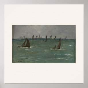Boten bij Berck-sur-Mer door Manet vierkante poste Poster
