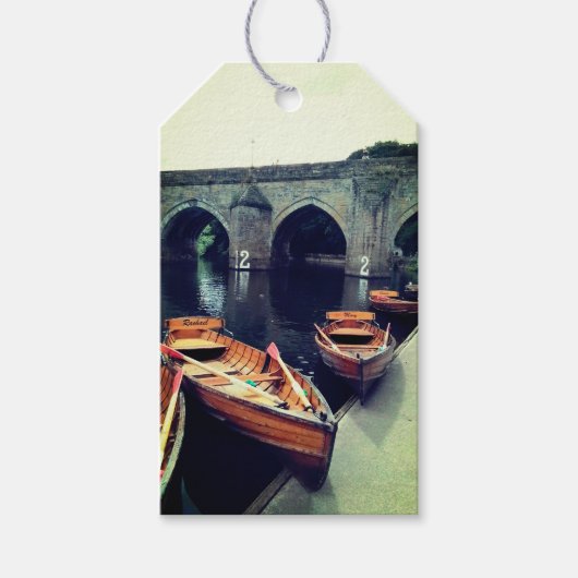 Boten bij Durham River Cadeaulabel (Voorkant)