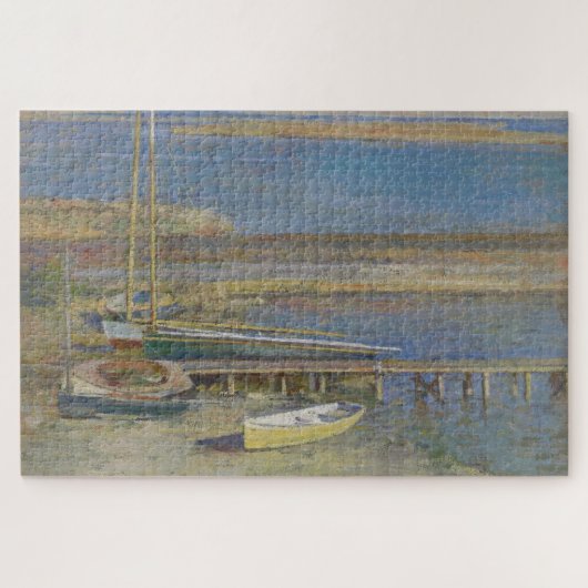 Boten bij een aanlegplaats (New England Landschap) Legpuzzel (Horizontaal)
