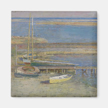 Boten bij een aanlegplaats (New England Landschap)