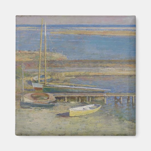 Boten bij een aanlegplaats (New England Landschap) Magneet (Voorkant)