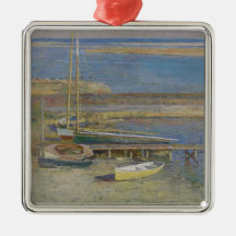 Boten bij een aanlegplaats (New England Landschap)