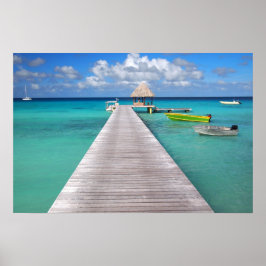 Boten bij een steiger in de Stille Oceaan Poster