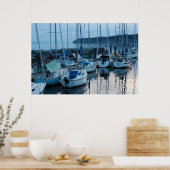 boten bij strand in schemering poster (Keuken)