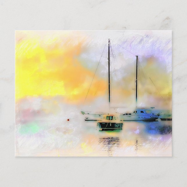 boten bij zonsondergang achtergrond papier ambacht (Voorkant)