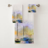 boten bij zonsondergang bad handdoek (Insitu)