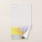 boten bij zonsondergang bad handdoek (Handdoek)