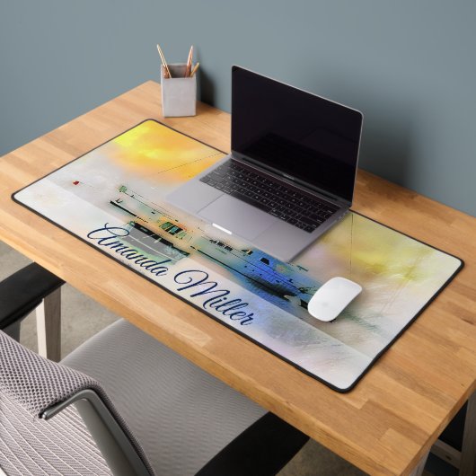 boten bij zonsondergang gepersonaliseerd bureaumat (Kantoor 2)