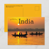 Boten bij zonsondergang op de Ganges rivier in Ind Briefkaart (Voorkant / Achterkant)