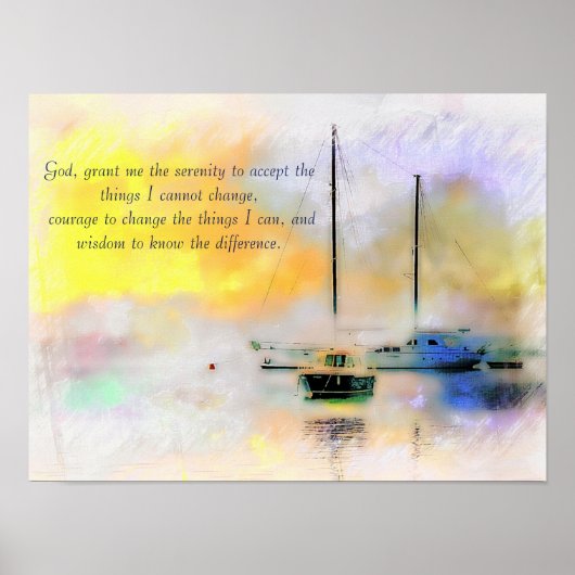 boten bij zonsondergang sereniteitsgebed poster (Voorkant)
