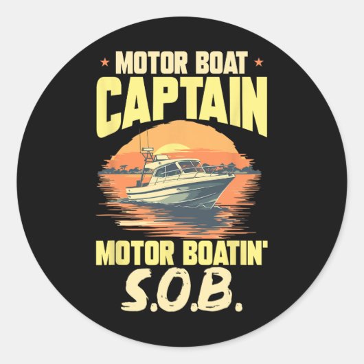 Boten Bootkapitein Motorboot Kapitein Motorboot Ronde Sticker (Voorkant)
